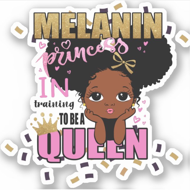 Melanin Princess Training To Be Queen Lilibet Gift Sticker (Front)