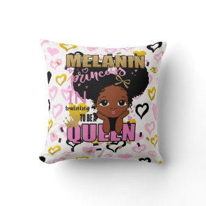 Melanin Princess Training To Be Queen Lilibet Gift Throw Pillow