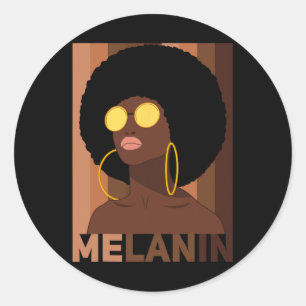 Melanin Queen African American Black History Month Classic Round Sticker