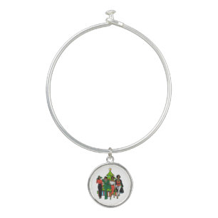 Melanin Sistas Christmas Tree Friendsgiving Sista  Bangle Bracelet