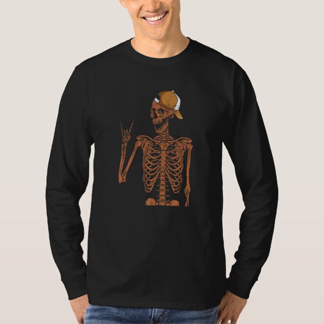 Melanin Skeleton Rock Hand Black History Month BLM T-Shirt (Front)