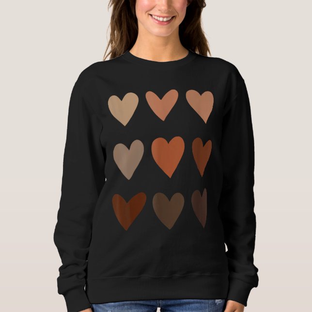 Melanin Skin Tone Hearts, Be Kind, Black History M Sweatshirt (Front)