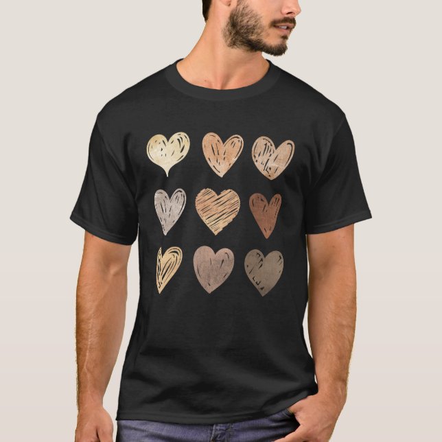 Melanin Skin Tone Hearts Black Pride Women Black H T-Shirt (Front)