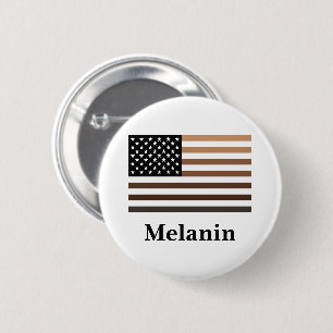 Melanin USA Flag African American Black History Button