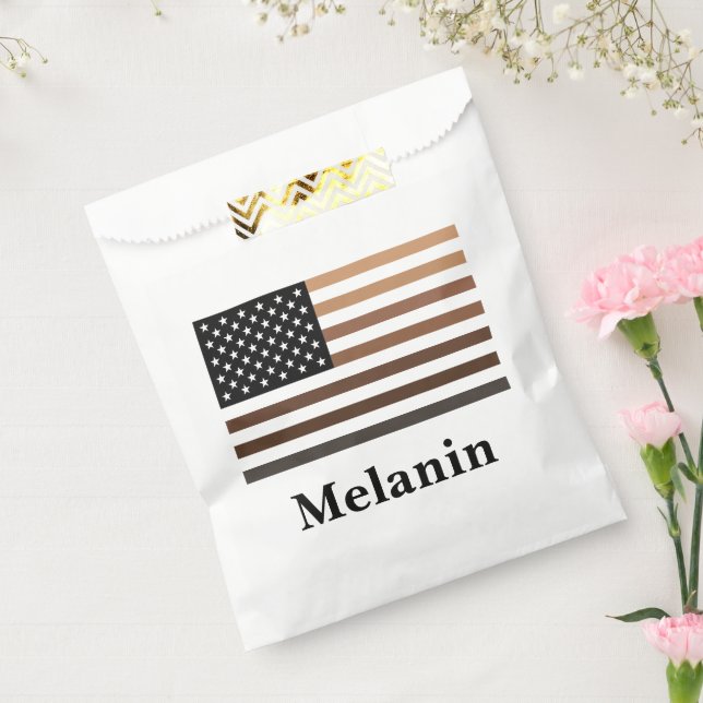 Melanin USA Flag African American Black History Favor Bag (Sealed)