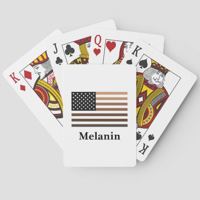 Melanin USA Flag African American Black History Poker Cards (Back)