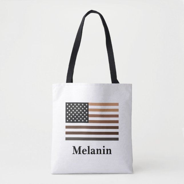 Melanin USA Flag African American Black History Tote Bag (Front)