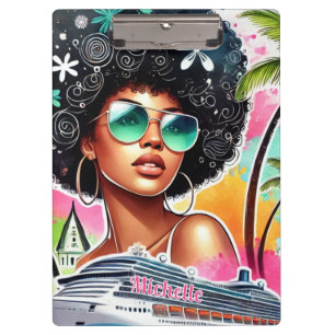 Melanin Woman - Afro - Cruise Tropical Clipboard