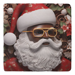 Melanin Xmas Black Christmas Sant Claus Bruh Sista Trivet