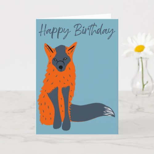 Melanistic Fox Animal Lovers Birthday Card