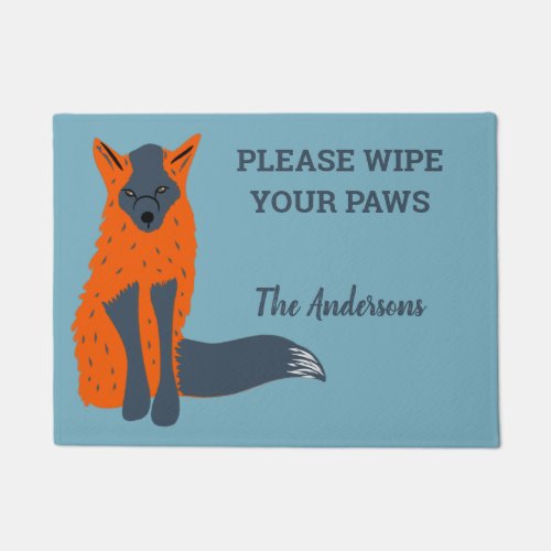 Melanistic Fox Animal Lovers Personalized Doormat
