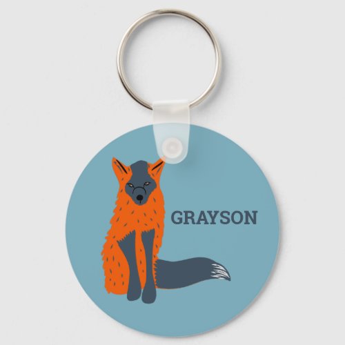 Melanistic Fox Animal Lovers Personalized Keychain