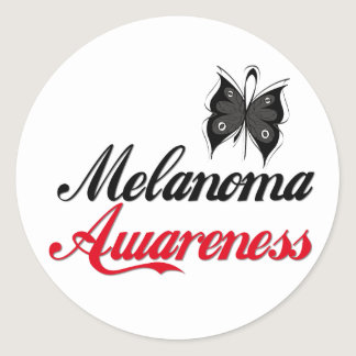 Melanoma Awareness Butterfly Classic Round Sticker