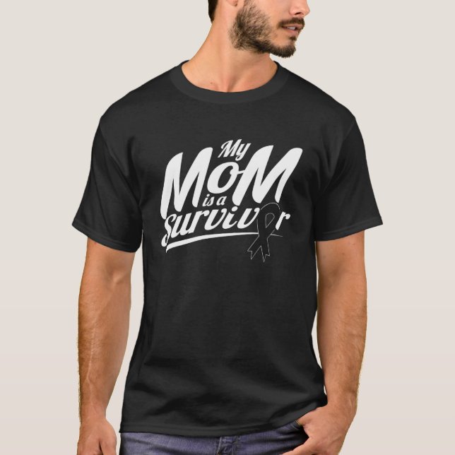 Melanoma Awareness  Mom Survivor Ribbon T-Shirt (Front)