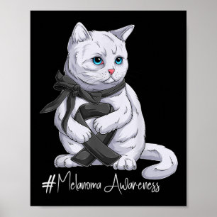 Melanoma Awareness Month Black Ribbon Cat  Poster