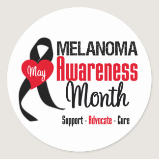 Melanoma Awareness Month Grunge Ribbon Classic Round Sticker