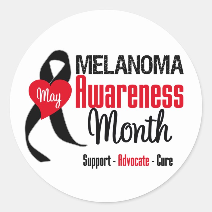 Melanoma Awareness Month Grunge Ribbon Classic Round Sticker | Zazzle.com