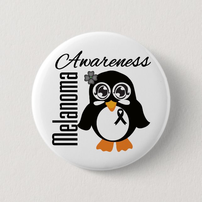 Melanoma Awareness Penguin Pinback Button (Front)