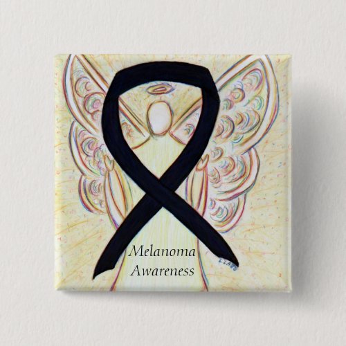 Melanoma Awareness Ribbon Angel Custom Pin