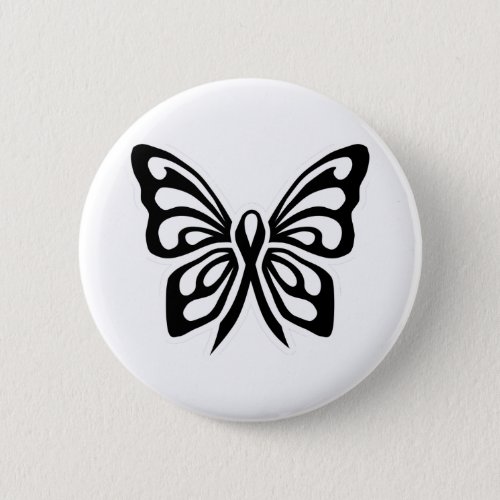 Melanoma Awareness Ribbon Butterfly Button