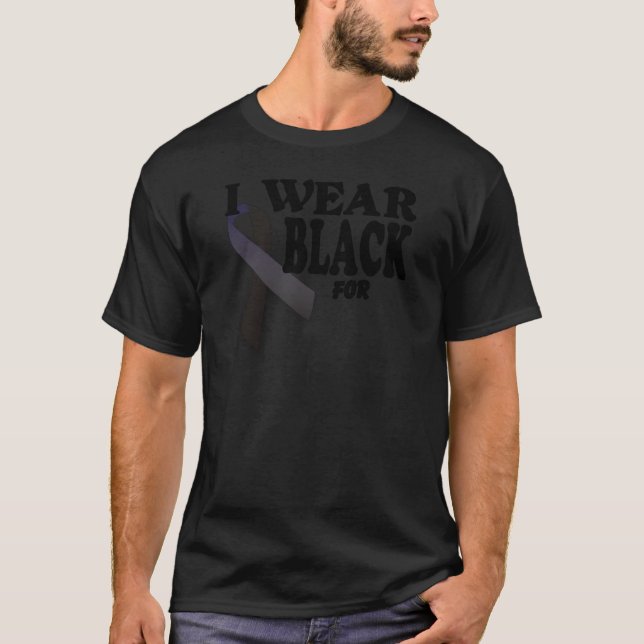 Melanoma Awareness Ribbon I wear Black for logo. T-Shirt (Front)