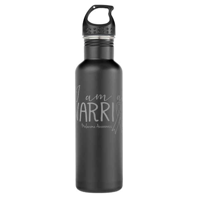 Melanoma Awareness Shirt Skin Cancer I Am A Warrio Stainless Steel Water Bottle (Front)