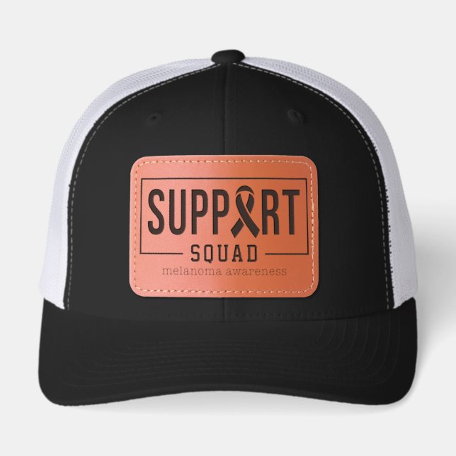 Melanoma Awareness Skin Cancer Support Squad Leather Patch Hat (Front)