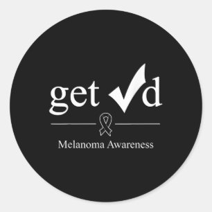 Melanoma Black Awareness Ribbon Tee Get Checked Classic Round Sticker