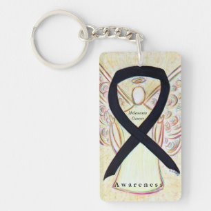 Melanoma Cancer Angel Awareness Ribbon Keychain