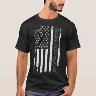 Melanoma Cancer Awareness American Flag - Black Ri T-Shirt