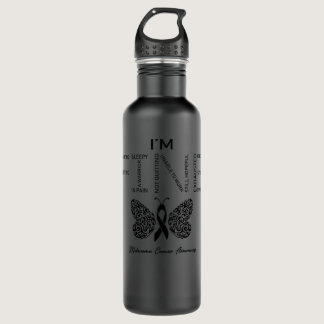 Melanoma Cancer Awareness, I'm Fine Butterfly Ribb Stainless Steel Water Bottle