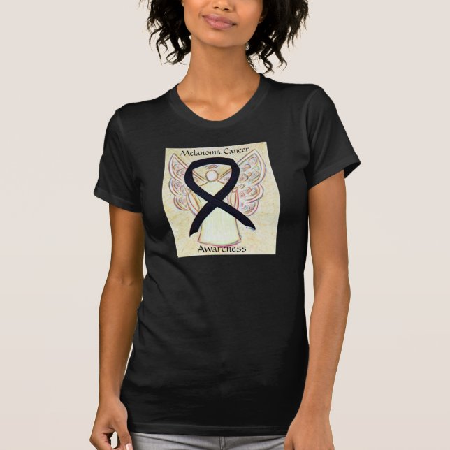 Melanoma Cancer Awareness Ribbon Angel Shirt (Front)