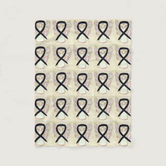 Melanoma Cancer Awareness Ribbon Fleece Blankets