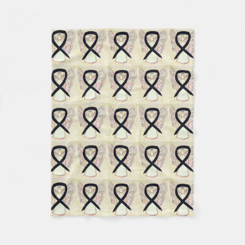 Melanoma Cancer Awareness Ribbon Fleece Blankets