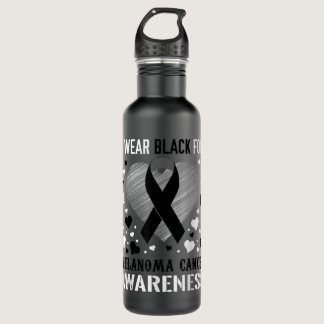 Melanoma Cancer Awareness Support Ribbon  Stainless Steel Water Bottle