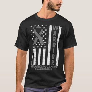 Melanoma Cancer Awareness Warrior American Flag Bl T-Shirt