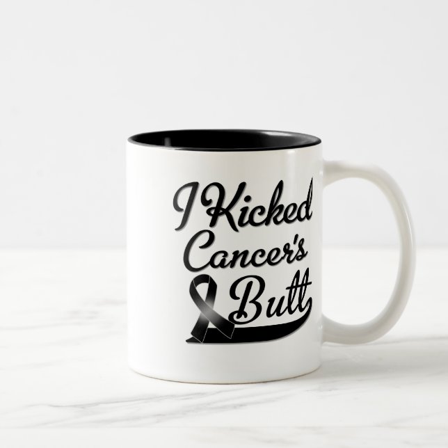 Melanoma Cancer I Kicked Butt Two-Tone Coffee Mug (Right)