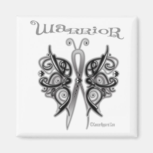 Melanoma Cancer Warrior Celtic Butterfly Magnet (Front)