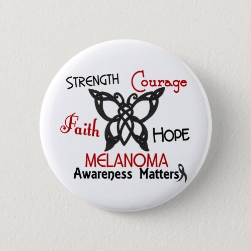 Melanoma Celtic Butterfly 3 Pinback Button