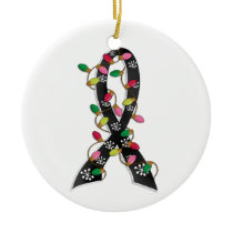 Melanoma Christmas Lights Ribbon Ceramic Ornament