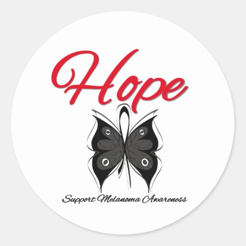 Melanoma Hope Butterfly Ribbon Classic Round Sticker