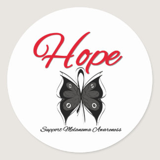 Melanoma Hope Butterfly Ribbon Classic Round Sticker