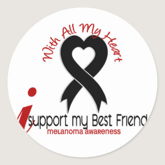 Melanoma I Support My Best Friend Classic Round Sticker