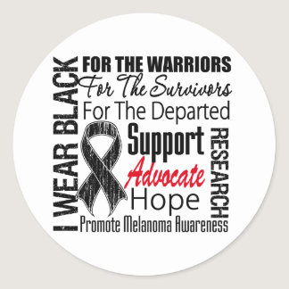 Melanoma I Wear Black Ribbon TRIBUTE Classic Round Sticker