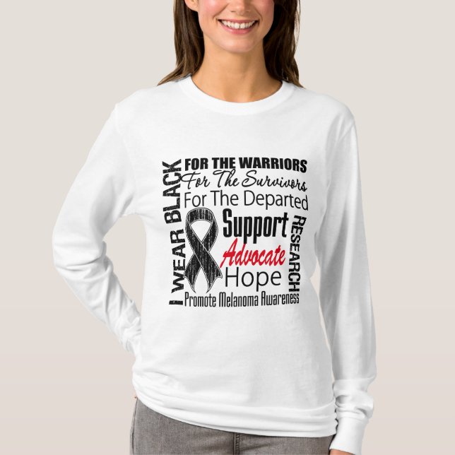 Melanoma I Wear Black Ribbon TRIBUTE T-Shirt (Front)