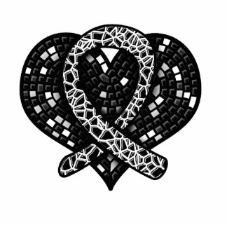 Melanoma Mosaic Heart Ribbon Sculpture