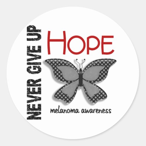 Melanoma Never Give Up Hope Butterfly 41 Classic Round Sticker