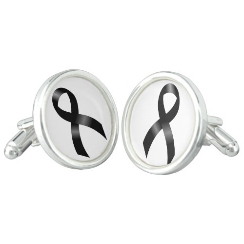 Melanoma  Skin Cancer  Black Ribbon Cufflinks