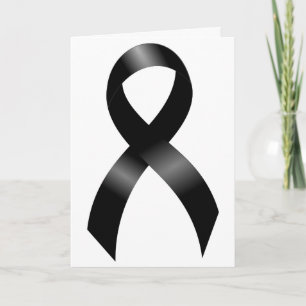 Melanoma   Skin Cancer - Black Ribbon Letterpress Thank You Card
