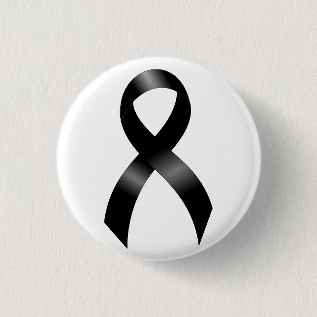 Melanoma | Skin Cancer - Black Ribbon Pinback Button (Front)